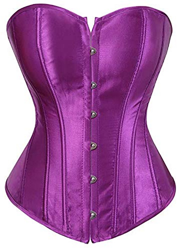Josamogre Corsets for Women Top Overbust Bustier Lace Up Boned Plus Size Fashion Purple L