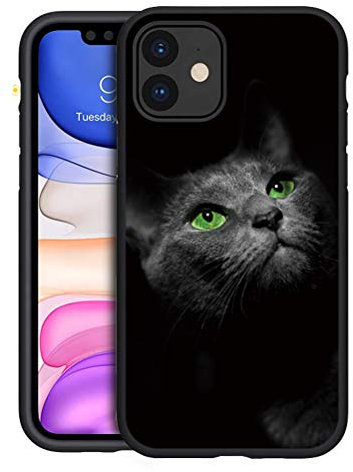 Yoedge für iPhone 11 Hülle, Silikon TPU Schutzhülle [Slim Stoßfest] Ultra Dünn Schwarz mit Muster Motiv Handyhülle 360 Bumper Soft Case Cover für Apple iPhone 11 6,1, Katze