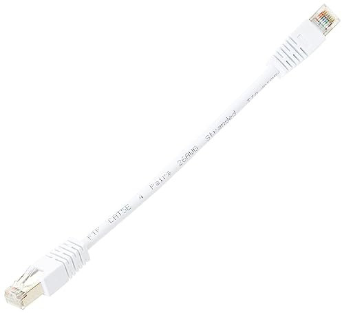 Pro Signal 0.2m White Cat5e S/FTP Ethernet Patch Lead – RJ45 to RJ45 Shielded Network Cable – PSG91654