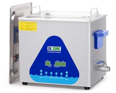 DK SONIC Professional Ultrasonic Cleaner with Heater Basket Digital Timer for Jewelry,Ring,Eyeglasses,Watchband,Coins,Small Metal Parts,Circuit Board etc (10L-S)