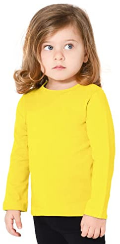 Lilax Girls' Basic Long Sleeve Round Neck Cotton T-Shirt, Yellow, 3 Years/Medium