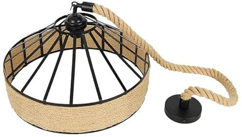 DC VOLTAGE Hemp Rope Retro Industrial Pendant Light Fixture E27 Lamp Holder Vintage Ceiling Hanging Black Rustic Creative Light Shade Portable Wicker Island.