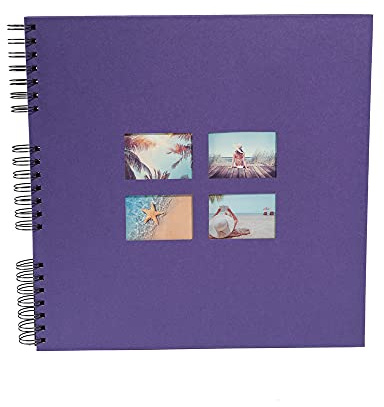 Exacompta 15118E MILANO Spiral-Fotoalbum 360 Fotos 60 schwarze Seiten Format 32 x 32 cm Einband aus violettem Papier mit Textileffekt Fenster zur individuellen Gestaltung FSC® zertifiziert