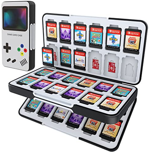 HEIYING Spielkarten Aufbewahrungsbox für Nintendo Switch 2 / Switch OLED, Individuelles Muster Tragbare Reise Aufbewahrungsbox mit 48 Game Card Slots und 24 Micro SD Card Slots