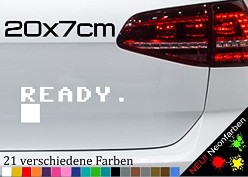 Ready. Aufkleber Commodore C64 8-Bit Retro Pixel Error Kommandozeile PC 20x7cm in 21 Farben
