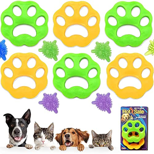 6 Stück Tierhaar-Entferner Waschmaschine, 6 Stück Haar Catcher Waschmaschine Ball, wiederverwendbare Waschmaschine Flusen Entferner für Tierhaar Wäsche (Geometric)