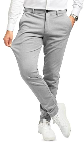 Performance Pants Herren Hellgrau (Größe 34W/32L) - Stilvolle Herren Hosen Stretch - Chino Hose Stretch - Stilvolle Anzughose - Modische Praktische Männer Hosen für Business & Freizeit