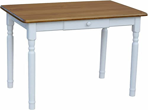 Esstisch Küchentisch Tisch MASSIV Kiefer weiß Honig MIT SCHUBLADE - NEU Eiche (80 x 120)