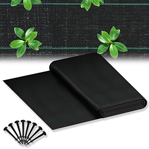 Froadp Toiles de Paillage 100g/㎡ PP Lutte Contre Les Mauvaises Herbes Stabilité aux Anti-UV Bâche Drainant Tapis Anti Repousse Feuille de Plantation Pliable pour Le Jardin & Potager (10㎡, 2x5m)