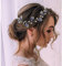 IYOU Braut Hochzeit Haarrebe Blau Strass Stirnband Blatt Perle Kopfbedeckung Abschlussball Haarschmuck für Braut und Brautjungfer