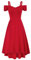 GRACE KARIN Women's Cold Shoulder Dress V-Neck Elegant Fit and Flare Evening Dresses for Cocktail Party Red XL