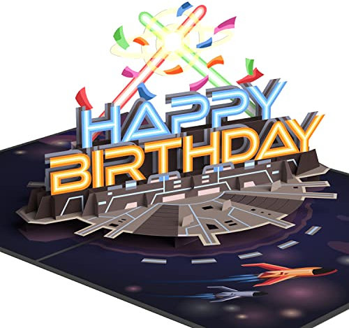 papercrush® Pop-Up Karte Galaktischer Geburtstag - 3D Geburtstagskarte mit Lichtschwertern im Weltall, Lustige Glückwunschkarte zum Geburtstag für Jungen & Männer, Happy Birthday Karte für Freund