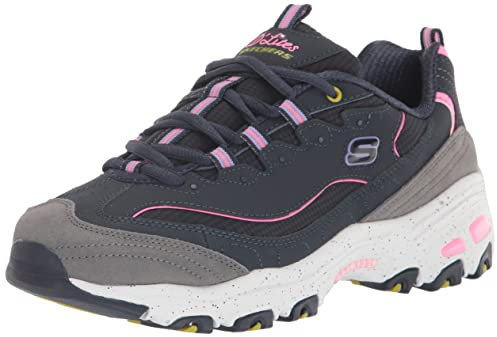 Skechers Women's D'Lites Sneaker, Navy/Multi, 2.5 UK