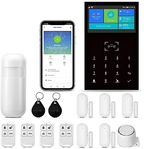 WiFi-Alarmsystem für Heimsystem, GSM/4G-Alarmsystem für die Sicherheit im ganzen Haus, drahtloses Hausalarm-Kit