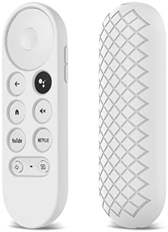 SanSixi Nuevo 2021 Funda De Silicona para Mando A Distancia Chromecast con para Google TV Mando A Distancia por Voz Funda Antipérdida para Chromecast 2020 (White)