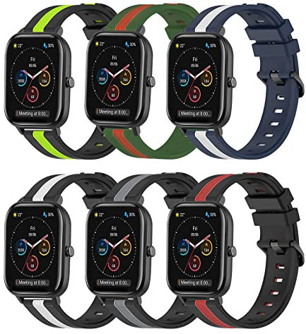 FuzeDa Cinturino per Amazfit GTS 2 Mini/Amazfit GTS 4 Mini, 20mm Cinturino in Silicone Sportivo Cinturino per Amazfit GTS/GTS 2e/GTS 3/GTS 4/Amazfit Bip/Bip Lite/Bip S/Bip U/Bip 3/GTR 42mm