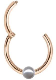 Generisch PIERCING CLICKER Echt 585 Rose Gold Rotgold mit PERLE Ring Intim Helix Septum Conch Tragus Shop kaufen Durchmesser 8 mm ECHTGOLD Roségold 41003-8