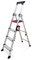 KELI - Échelle Pliable, Escabeau, Marchepied, Aluminium Robuste, Qualité Professionnelle, Poignée de Transport, Porte Outils ABS Dépliable… (4 MARCHES)