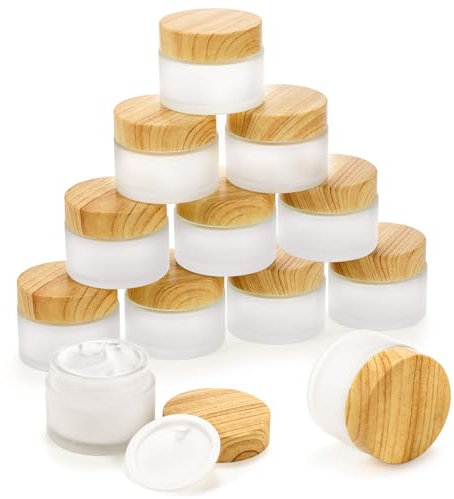 ZENFUN Lot de 16 récipients cosmétiques vides en verre 50 g/50 ml avec couvercle en plastique, flacons en verre dépoli, petits pots d'échantillons de maquillage, bocaux de voyage rechargeables pour