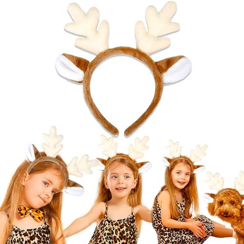 JeVenis Haarreif Hirschgeweih Haarreif Rentier Hirschgeweih Kostüm Christmas Deer Horn (Farbe1)