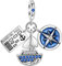 BIZK Fahrausweis,Schiff und Kompaß Charm-Anhänger für Armband 925 Sterling Silber Charm Bead Pendant für Europäische Armbänder und Halsketten