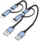 Sailift 1FT USBC & L Cable 2 in 1, 2Pack for iPhone 15 Pro Max/14/13/12/XR, iPad, Galaxy, Pixel with Lightning/USB-C Connector, Supports Apple CarPlay