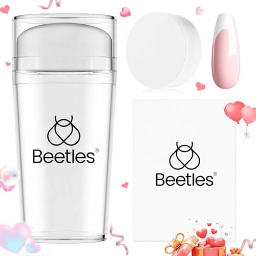 Beetles Nail Stamp 3Pcs Silicone French Tip Nail Stamp Kit with Replacement Nail Stamper Heads and Scrapers Soft Silicone Nail Printing Tool for Home Manicure Diy Nail Art Salon Gifts for Girls