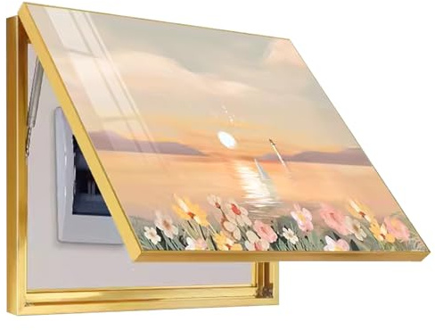 Electric Meter Box Decorative Paintings Distribution Box Wall Hanging Paintings Electric Box Cover Hide Painting with Hydraulic Rod Supports (70x50cm/27.6x19.7inch,D)