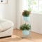 [en.casa] Soporte para Plantas en Forma de C Estantería de Pie con 2 Maceteros Incluidos para Flores Organizador de Macetas para Oficina Portamacetas Metal 63x29x21cm - Azul Claro