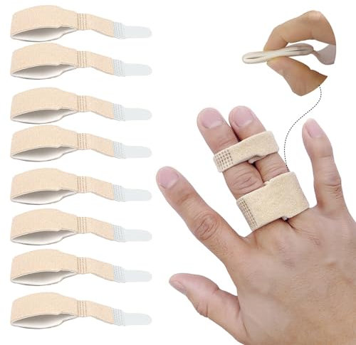 Calkkrer 8er Finger Splint Straps, Packung mit Polsterung für Fingergurts zur Linderung und Unterstützung verletzter Finger, Komfortabel und einfach verwenden.