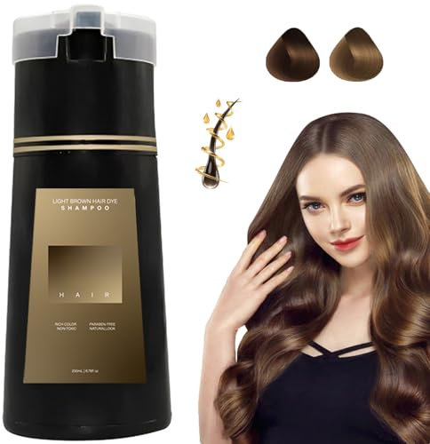 Hair Dye Shampoo, Hair Dye Botanical Formulation No Hair Damage No Bleach, Hellbraun Hellbraun Grau Haarfärbeshampoo Sofortige Haarfarbe Shampoo Für Frauen Männer (Hellbraun)