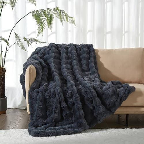 DXHOME Plüsch Kuscheldecke Flauschig Decke Fleecedecke Weich Warme Super Soft Flauschige Decke Gemütlicher Überwurf Für Bett und Couch (Grau, 150x200cm)