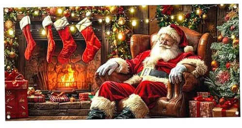 Christmas Garage Door Banner, Santa Garage Door Cover, Xmas Tree Holiday Garage Door Covers, Christmas Garage Door Decorations for Indoor, Outdoor, Party(8 x 7Ft)