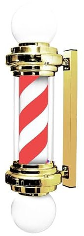 Poteau De Barbier, Lampe De Barbier Led De 75 Cm Pour Salon De Beauté, Salon De Coiffure, Salon De Coiffure, Lampe à Bandes Led Rotative Et éclairée Murale étanche, Or(Size:or,Color:Rougeetblanc)