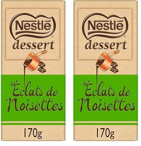 Nestlé Dessert - Chocolat Noir Eclats de Noisettes - Tablette de 170g (Lot de 2)
