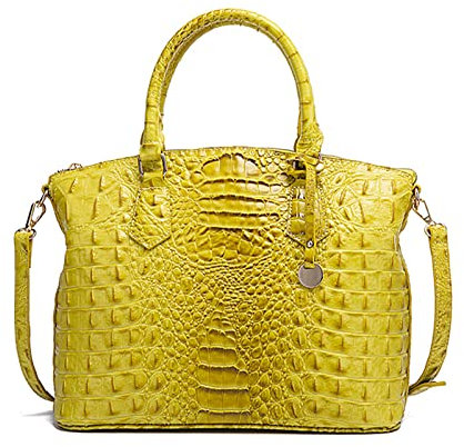NICOLE & DORIS Handtasche Damen Mittelgroß Kroko Handtaschen Elegante Schultertaschen Lackleder Henkeltasche Umhängetasche Tote Tasche für Büro Shopper Reisen Gelb