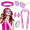CIYIN 5 Pièces Deguisement Disco Femme, Accessoires Disco Femme Paillette Annee 70 Bandeau Lunettes de Soleil Collier Boucles d'Oreilles Bracelet, pour Fête à Thème des Années 70 80