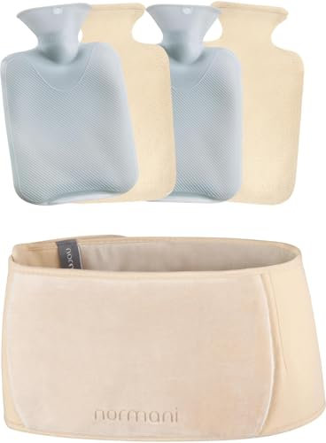 Wärmflasche Gürtel mit 2 Wärmflaschen - mobiles Wärmekissen Onesize - Rücken und Bauchwärmer in Einem - Winter Taillenwärmer Must Have Farbe Beige