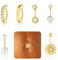 Zernblend Lot de 6 Piercings Nombril en Or, 16 G, Anneau Nombril, Pack, Piercing Nombril, Acier Chirurgical Piercing Nombril, Faux Piercing Nombril