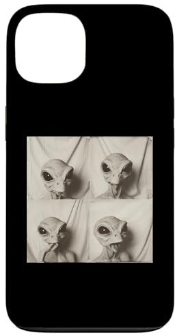 Alien im Vintage-Fotoautomaten-Style, Weltall Hülle für iPhone 13