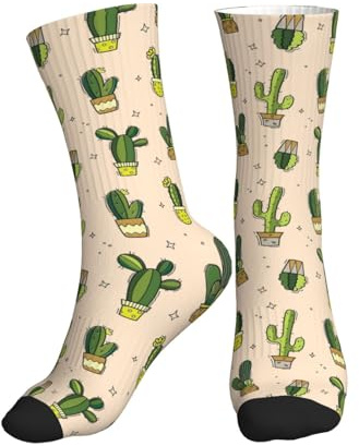 Anceky Kaktus-Cartoon, süße hellgelbe lustige Socken für Männer und Frauen, neuartige Crew-Socken, Anzug, lässig, Sport, formelle Geschenke