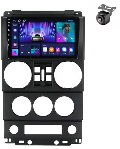 Android 14 autoradio für Jeep Wrangler Unlimited 3 JK 2008 2009 2010 GPS Navigation 9 Zoll Kapazitiver Touchscreen Auto Stereo Mit Lüfter SWC WiFi FM AM RDS Carplay Android Auto (M100CP 4core 1+32G)