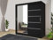 RAC3 Sliding Wardrobe with Mirror & Drawers for Bedroom – Modern Storage Cabinet Organizer – Space Saving Closet Unit – Stylish Design for Home Interiors (Black, 180cm)