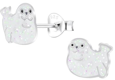 Monkimau Mädchen Ohrringe Seal | Ohrstecker aus 925 Sterling Silber | Kinderohrringe hypoallergen