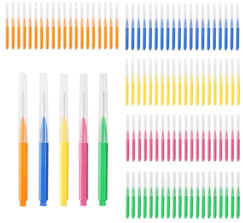 100 Stück ZahnzwischenraumbüRsten, InterdentalbüRsten, Zahnreinigung ZwischenräUme Reinigen Und AufweißEn Sie Ihre ZäHne Mit 5 Farben Zur Auswahl 