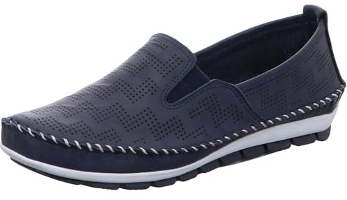Gemini Damen Slipper Leder Mokassin mit Lochmuster und Wechselsohle 382647-01