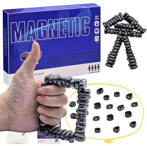 Fyunlle Magnet Effekt Spiel, Magnetisches Geschicklichkeitsspiel mit 20 Magnetsteinen, Seil & Aufbewahrungsbeutel, kompakt für Reisen, ideal für Partys & Familienspiel