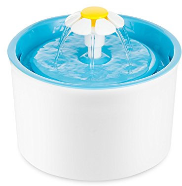 Fontaine à Fleur pour Chat Automatic Electric Flower 1.6 L Pet Water Fountain Drinking Bowl Bleu