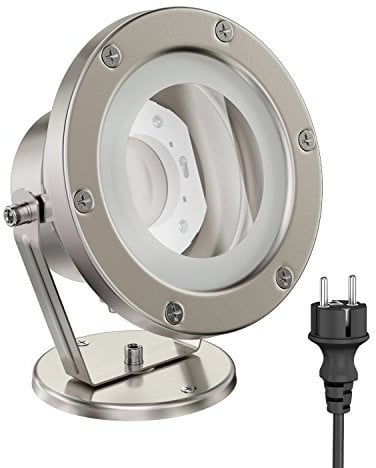 ledscom.de Gartenstrahler BULA für außen, IP55, Stecker, edelstahl, 1x GX53 max. 15W