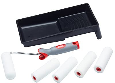 ProDec 7-teiliges Set aus 100-mm-Mini-Farbrollen, Rahmen, weicher Griff/Schale, für glatte Oberfläche mit Glanz- und Satinfarben auf Fußleisten, Fensterbänken, Paneeltüren, Schränken, Metall und mehr